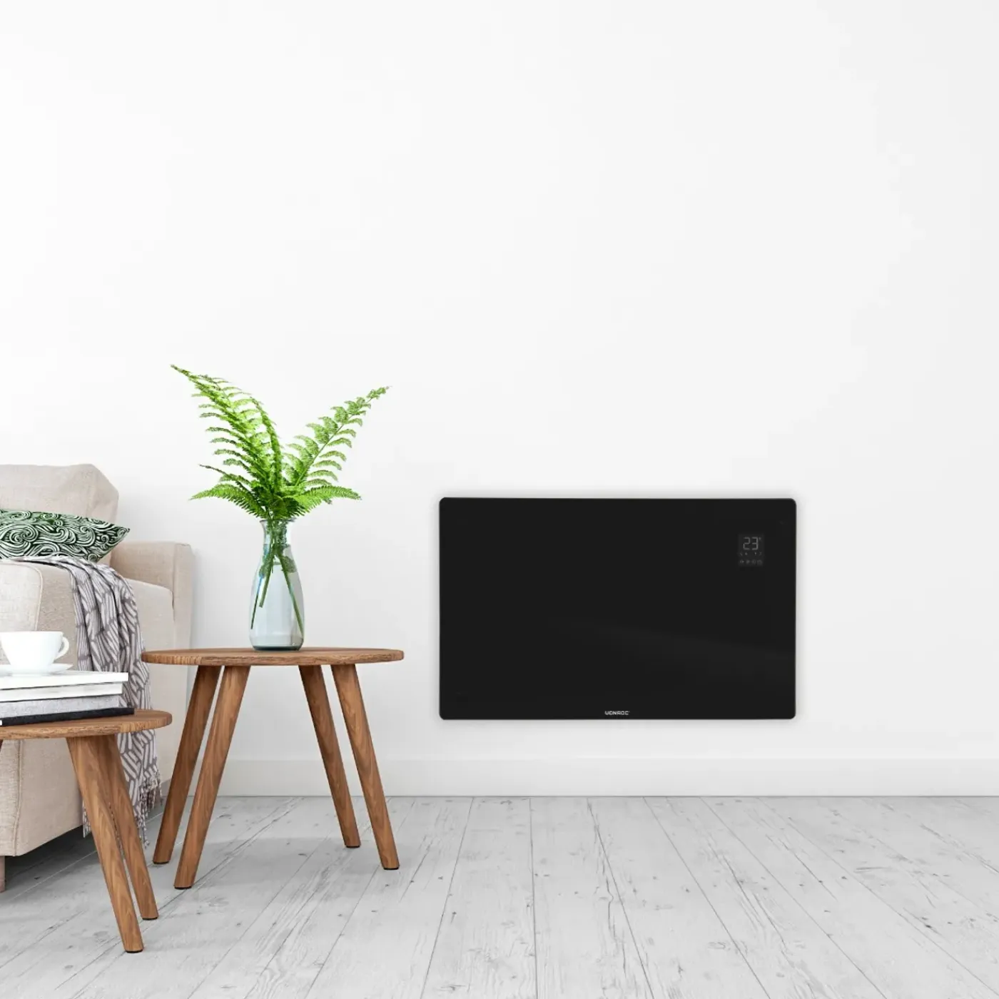VONROC Luxe Elektrische Kachel – Convector - Glazen Paneel – 2000w - Zwart | Wifi