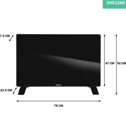 VONROC Luxe Elektrische Kachel – Convector - Glazen Paneel – 2000w - Zwart | Wifi