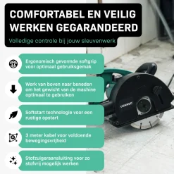 VONROC Muurfrees – Sleufmachine – 1700w – Diam.150mm – Incl. 1 Stuks Diamantschijven & Opbergtas
