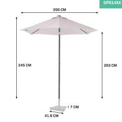 Vonroc Parasol Torbole – Diam.200cm – Premium Parasol | Beige