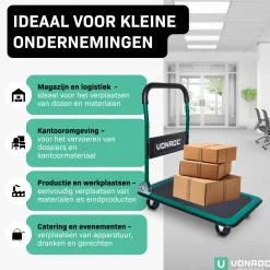 VONROC Plateauwagen/transportwagen – Opvouwbaar – Draagvermogen Max. 150kg