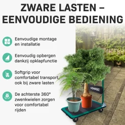 VONROC Plateauwagen/transportwagen – Opvouwbaar – Draagvermogen Max. 150kg