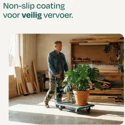 VONROC Plateauwagen Transportkar – 300kg Draagvermogen – 90x60cm – Zwenkwielen – Met Remmen