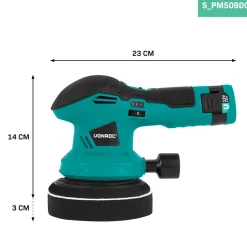 VONROC Polijstmachine 12v- Diam. 125mm | Incl. Accu, Usb-c Kabel, 4 Polijstschijven En Schuurpapier