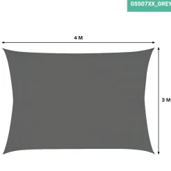 VONROC Premium Schaduwdoek - Rechthoek - 400x300 Cm – Waterafstotend - Grijs – Incl. Opbergtas En Be