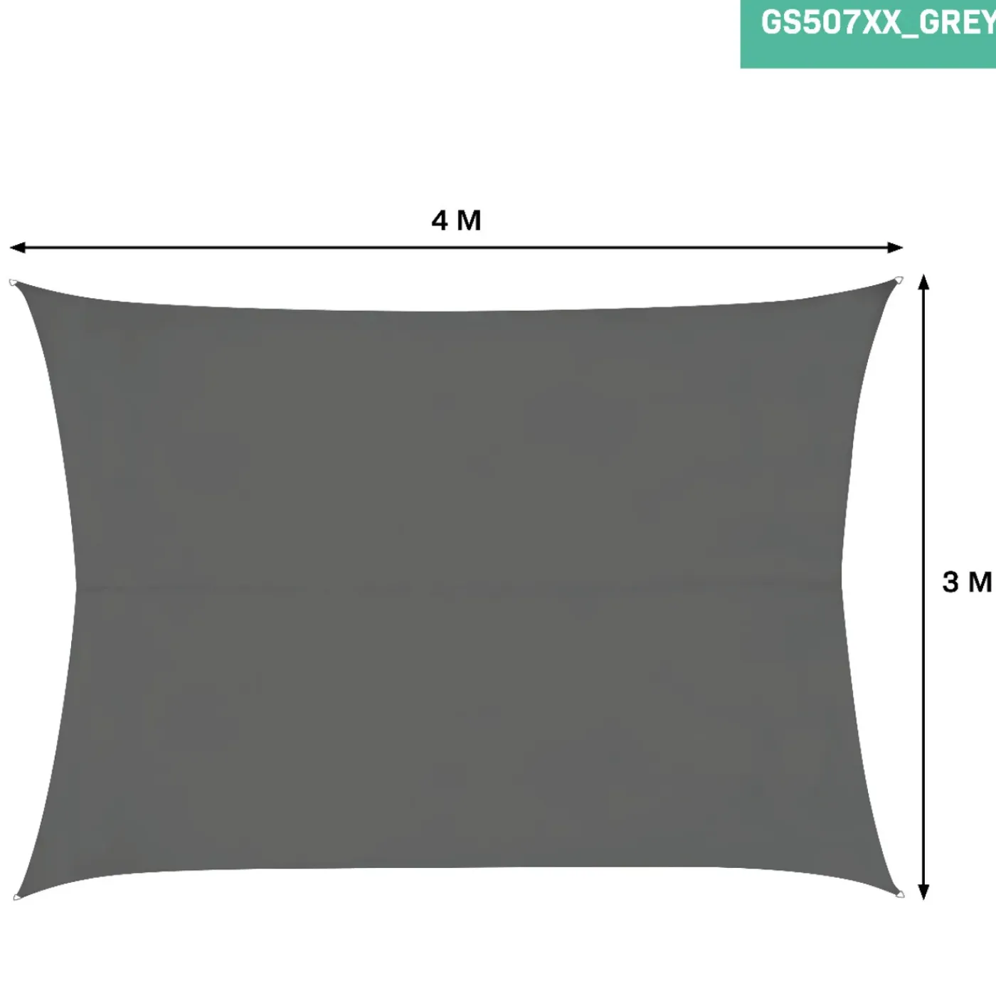VONROC Premium Schaduwdoek - Rechthoek - 400x300 Cm – Waterafstotend - Grijs – Incl. Opbergtas En Be
