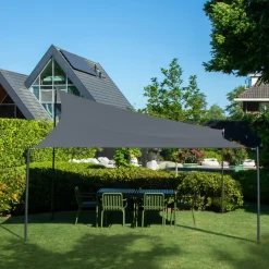 VONROC Premium Schaduwdoek - Rechthoek - 400x300 Cm – Waterafstotend - Grijs – Incl. Opbergtas En Be