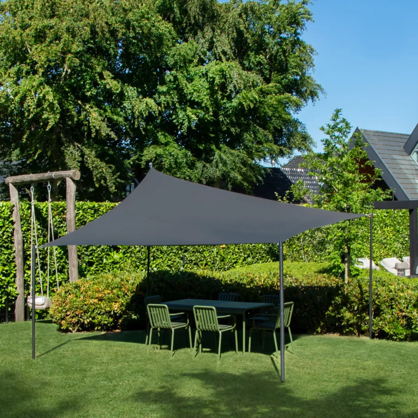 VONROC Premium Schaduwdoek - Rechthoek - 400x300 Cm – Waterafstotend - Grijs – Incl. Opbergtas En Be