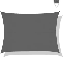VONROC Premium Schaduwdoek - Rechthoek - 400x300 Cm – Waterafstotend - Grijs – Incl. Opbergtas En Be