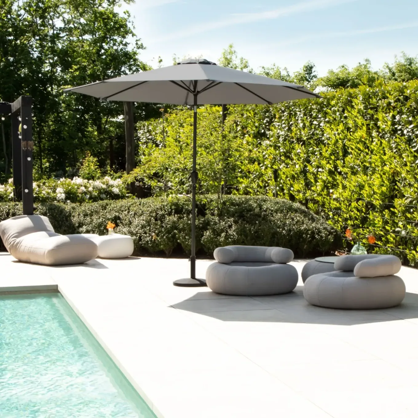 Vonroc Premium Stokparasol Recanati Diam.300cm – Incl. Beschermhoes - Kantelbaar – Uv Werend - Grijs