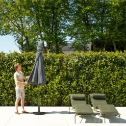 Vonroc Premium Stokparasol Recanati Diam.300cm – Incl. Beschermhoes - Kantelbaar – Uv Werend - Grijs