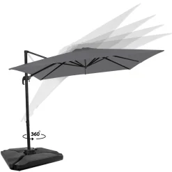 Vonroc Premium Zweefparasol Pisogne 300x300cm – Incl. Vulbare Tegels, Kruisvoet & Beschermhoes