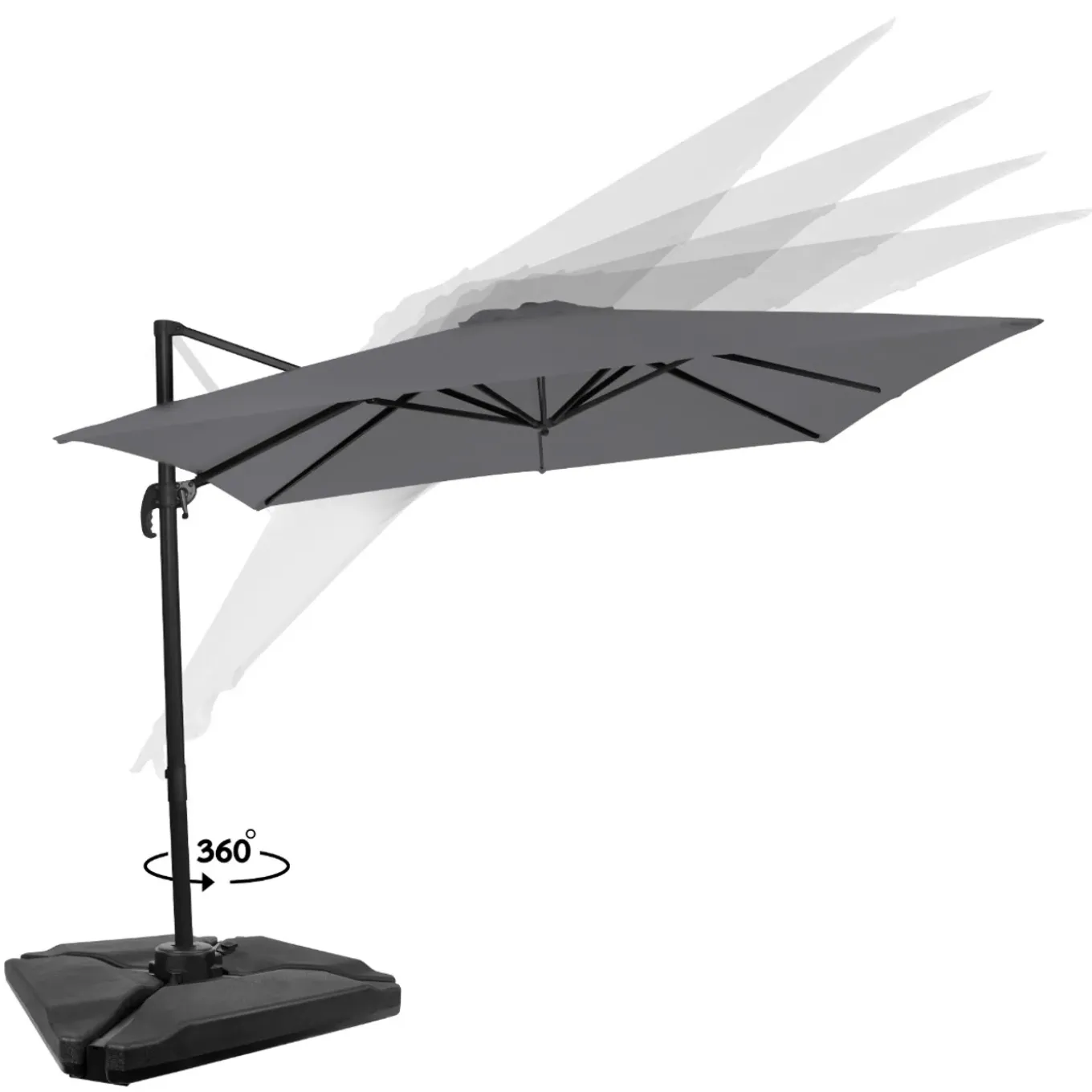Vonroc Premium Zweefparasol Pisogne 300x300cm – Incl. Vulbare Tegels, Kruisvoet & Beschermhoes