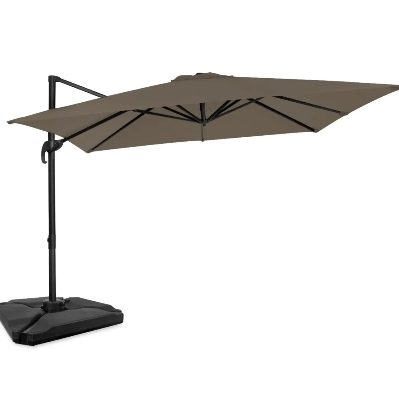 VONROC Premium Zweefparasol Pisogne 300x300cm – Incl. Vulbare Tegels, Kruisvoet & Beschermhoes