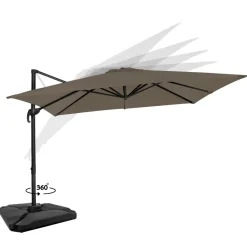VONROC Premium Zweefparasol Pisogne 300x300cm – Incl. Vulbare Tegels, Kruisvoet & Beschermhoes