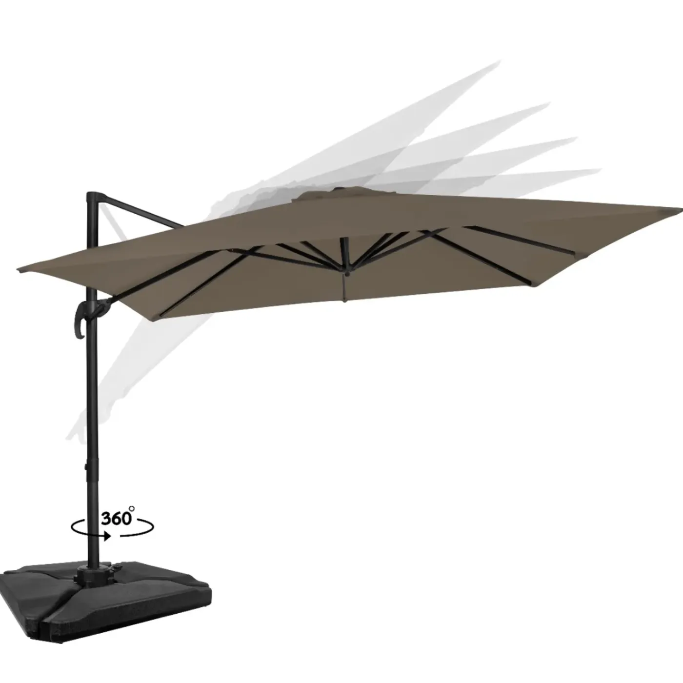 VONROC Premium Zweefparasol Pisogne 300x300cm – Incl. Vulbare Tegels, Kruisvoet & Beschermhoes