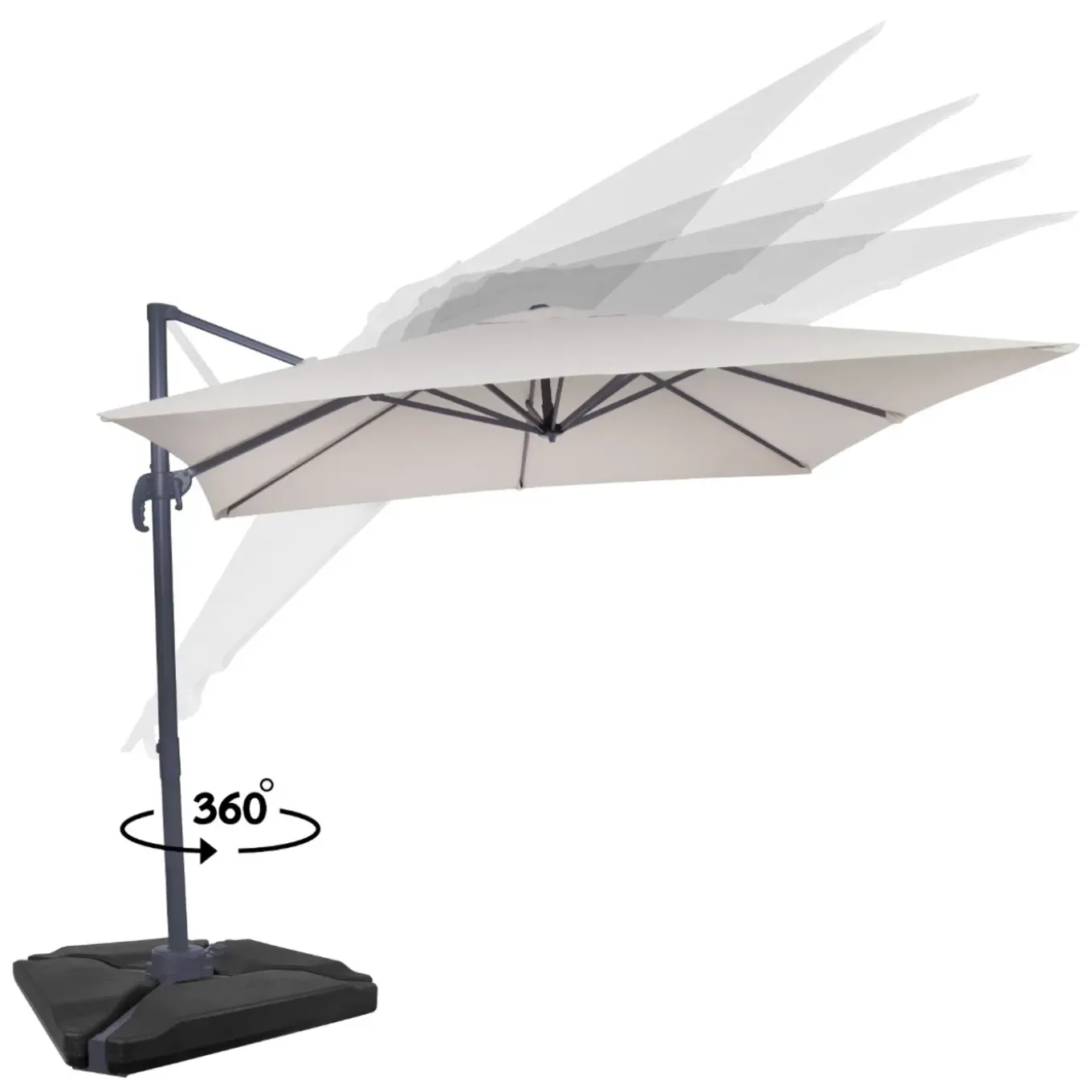 Vonroc Premium Zweefparasol Pisogne 300x300cm – Incl. Vulbare Tegels, Kruisvoet & Beschermhoes – Vie