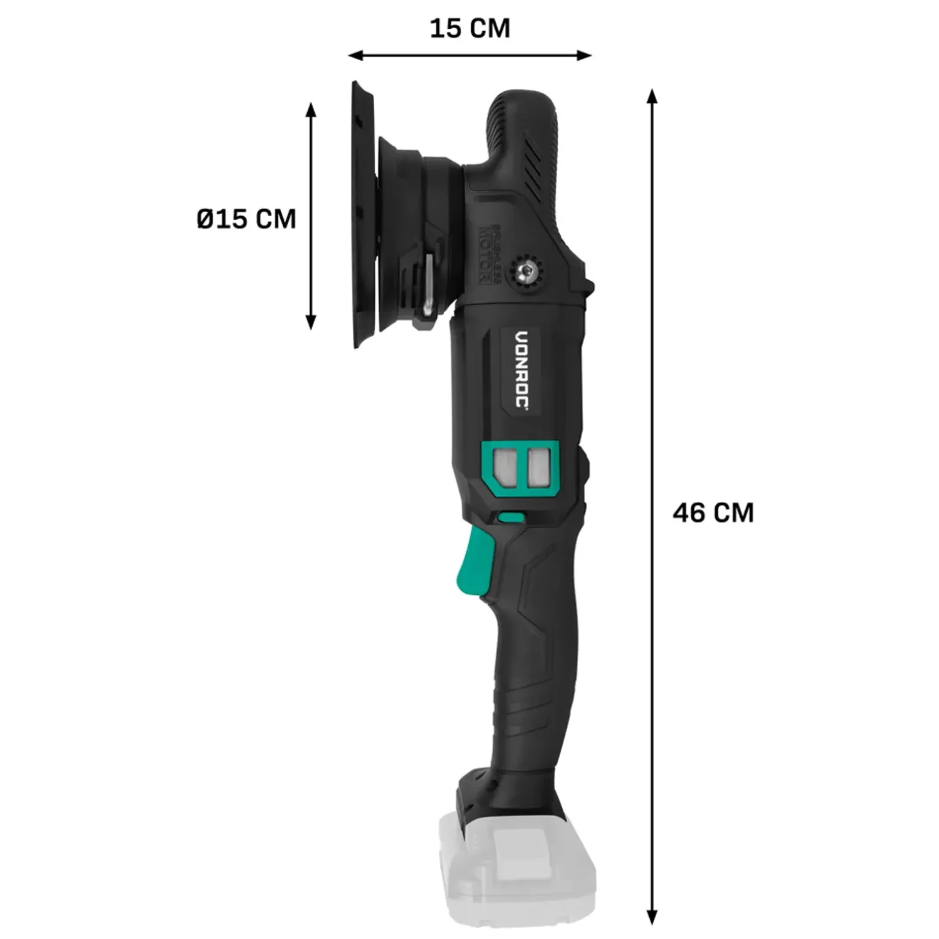 Vonroc Pro Polijstmachine 20v - Ø 150mm – Soft Start – Incl. Steunschijf - Excl. Accu En Snellader