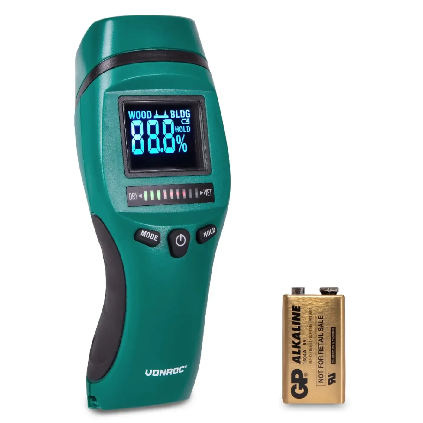 VONROC Pro Vochtmeter – Professioneel Gebruik – Accuraat – Hoog Contrast Lcd Met Achtergrondverlicht