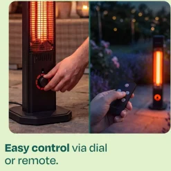 VONROC Staande Terrasverwarmer Lipari 2000w – Heater - Carbon Infrarood - Incl. Afstandsbediening