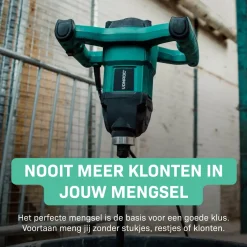 VONROC Verf / Cementmenger – 1200w – Soft Start – 3m Rubberen Kabel – Incl. Roerstaaf 120x600mm