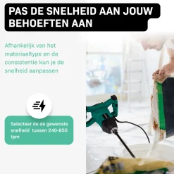 VONROC Verf / Cementmenger – 1200w – Soft Start – 3m Rubberen Kabel – Incl. Roerstaaf 120x600mm