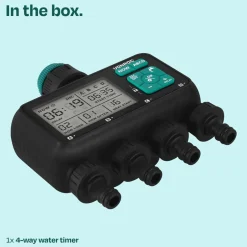 Vonroc 4-weg Watertimer – Besproeiingscomputer Voor 4 Zones – Instelbare Tijd -frequentie Per Zone