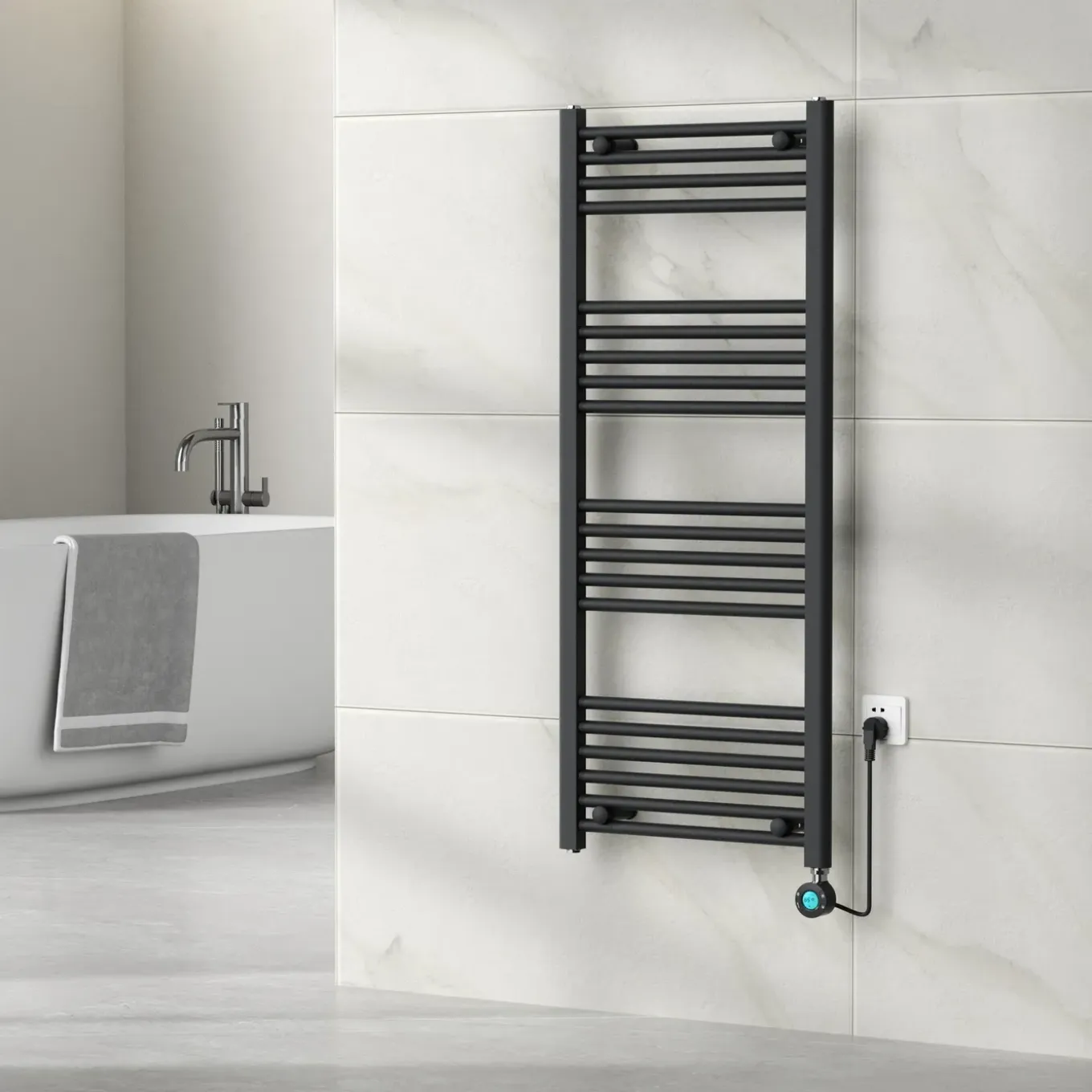 Vtw Living - Handdoekradiator Elektrisch 1200 × 500 mm - Mat Zwart - 500 Watt
