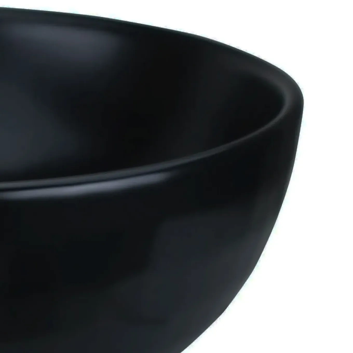 Vtw Living - Waskom Rond Mat Zwart Keramiek - Opbouwwaskom 40 cm