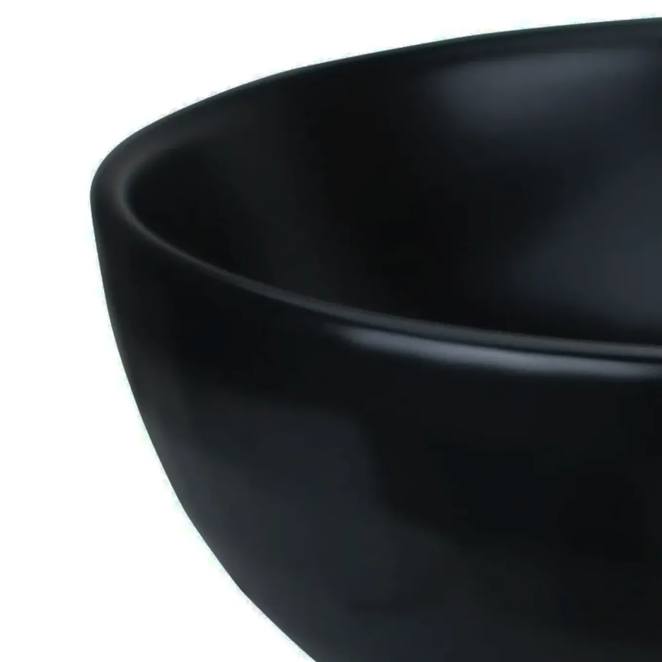 Vtw Living - Waskom Rond Mat Zwart Keramiek - Opbouwwaskom 40 cm