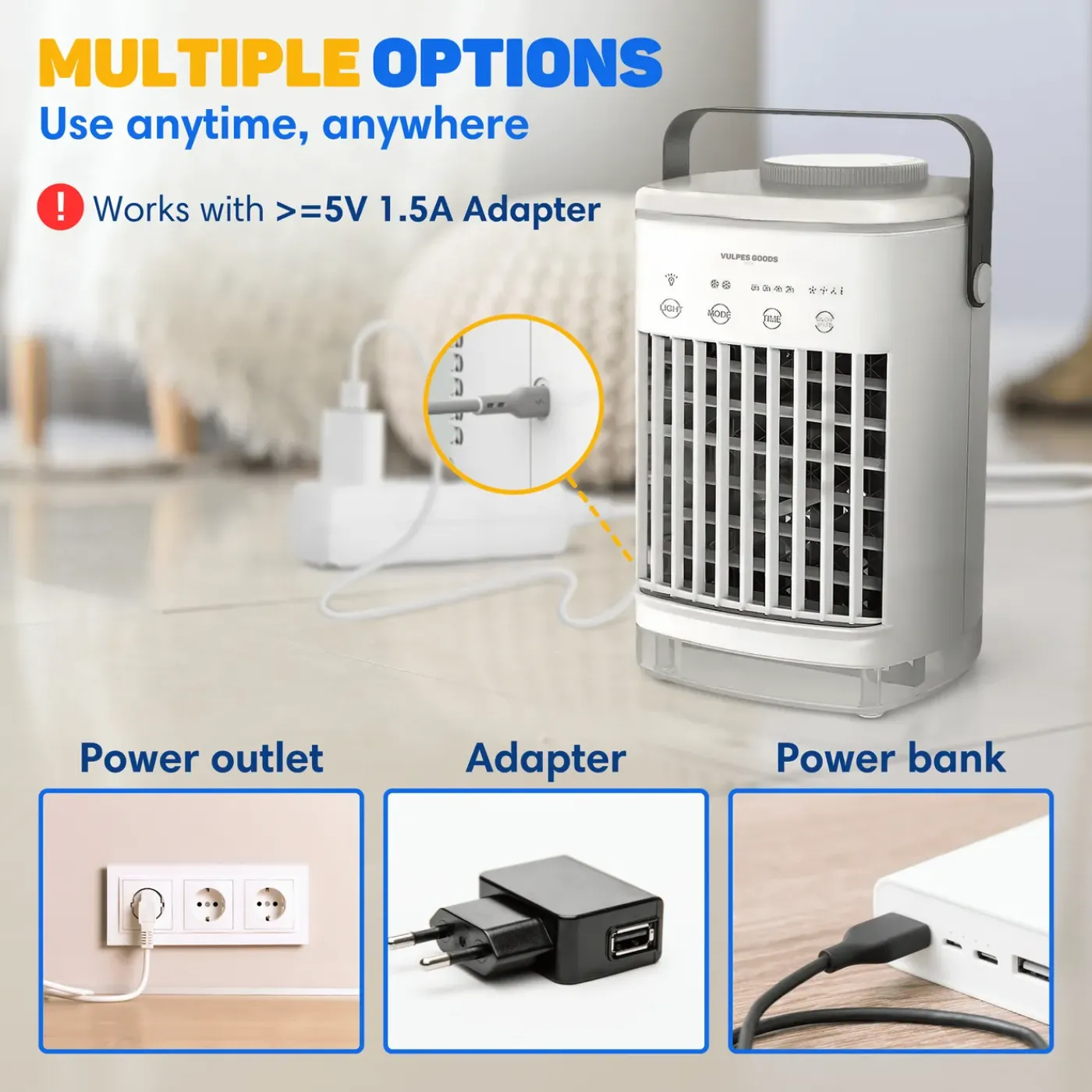 Vulpes Goods Mini Airco - Mobiele Airco - Luchtkoeler - Aircooler - Tafelventilator