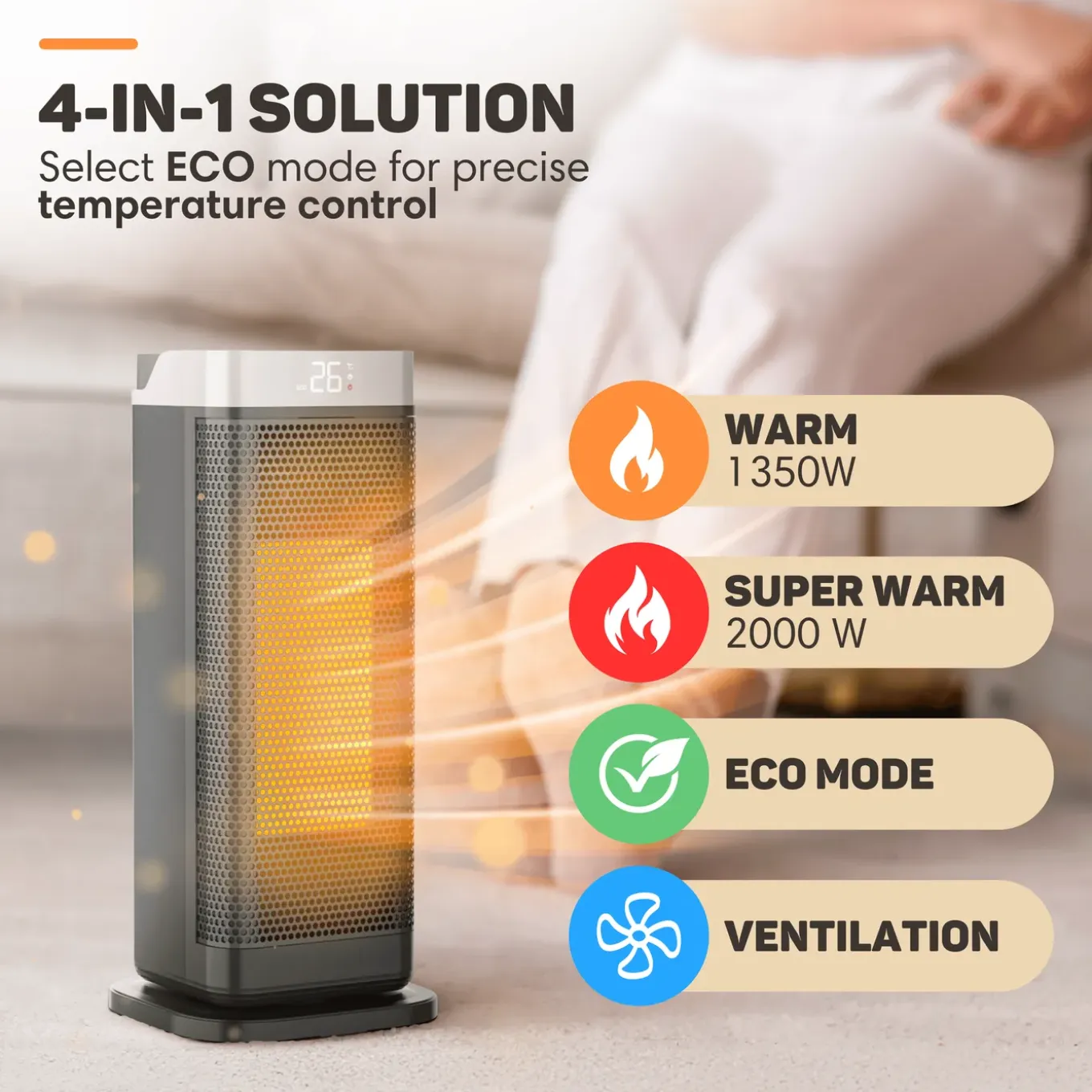 Vulpes Goods Ventilatorkachel - Elektrische Kachel - Keramische kachel - 2000W