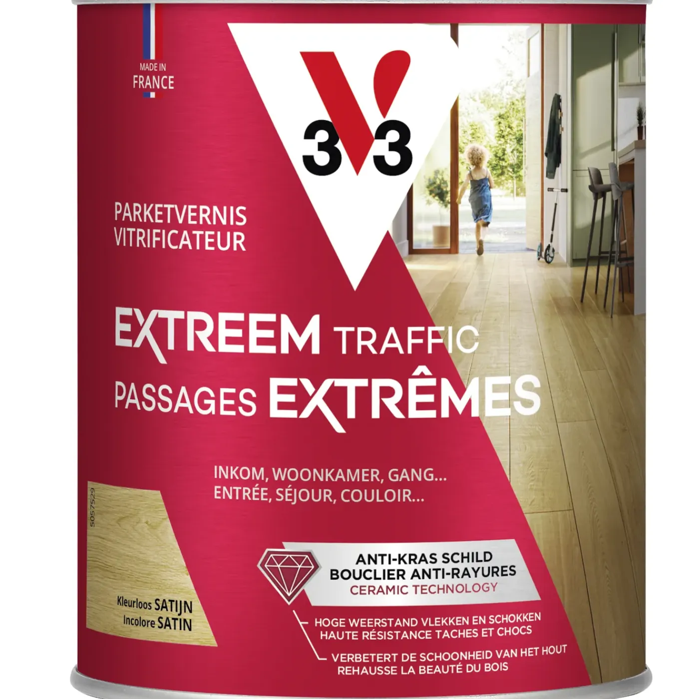 V33 vernis lak Parket Transparant zijdeglans 750ml