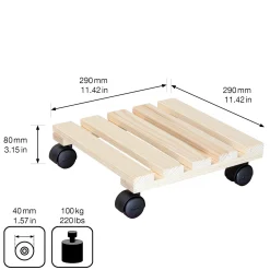 Wagner (Trolley's) Wagner Plantenroller Paletti - 30x30cm - 100kg - Hout - FSC