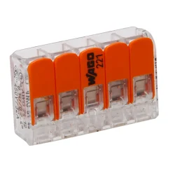 Wago lasklem hersluitbaar 5-voudig 0,2 - 2,5 mm² oranje 5 stuks