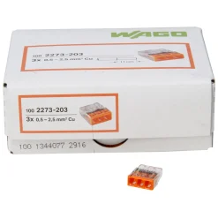Wago lasklem 3-voudig 0,5 - 2,5 mm² oranje 100 stuks