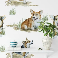 Wallpapers4beginners - Behang - Corgi - Vegan Papier - 280x200cm, 5,5m2