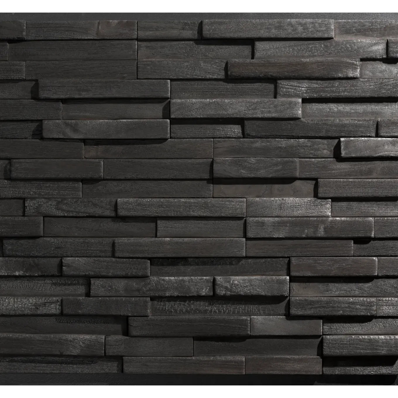 Wallsupply Houtstrips UltraWood Teak Yakisugi - Uni - Teak - 30x30cm - 0,09m²