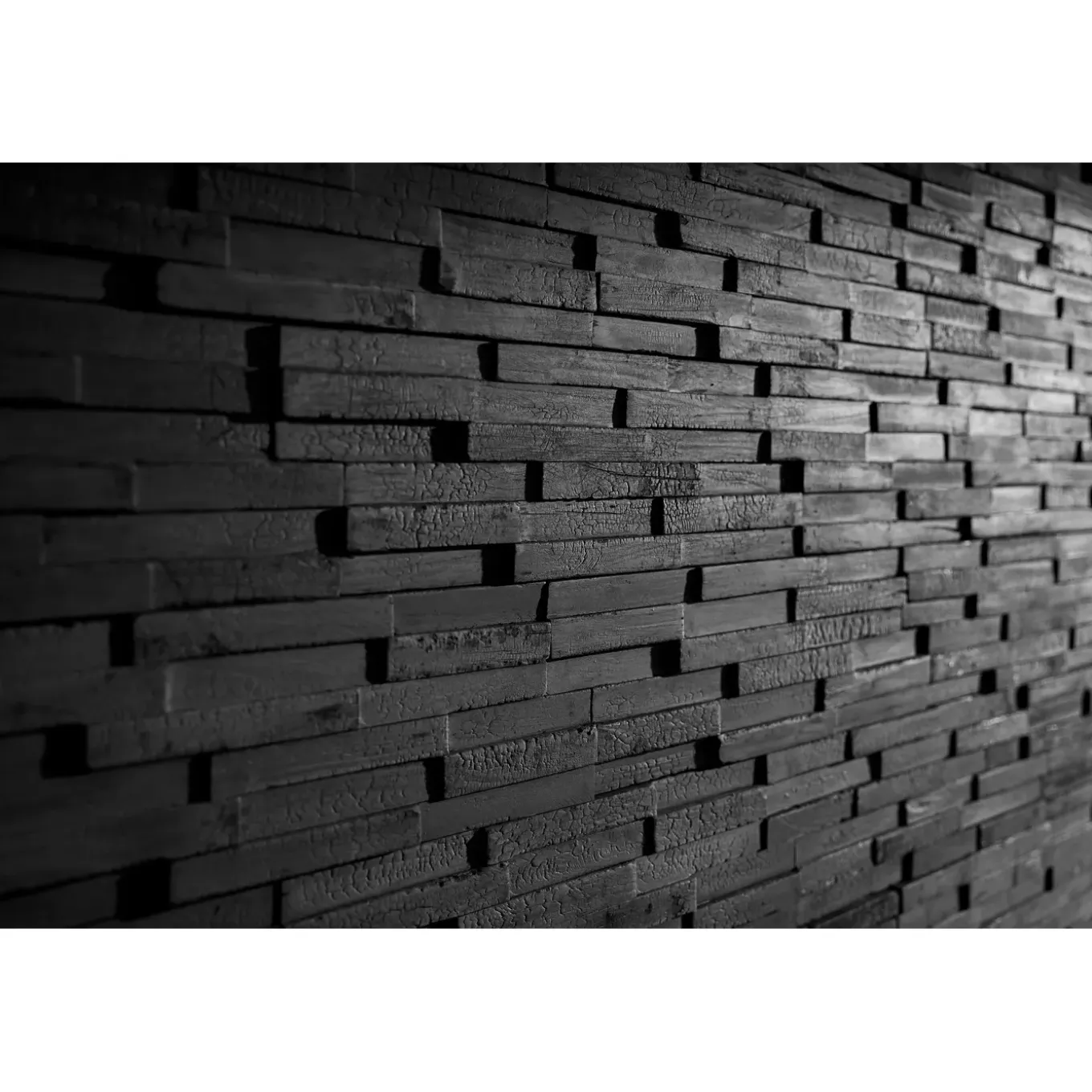 Wallsupply Houtstrips UltraWood Teak Yakisugi - Uni - Teak - 30x30cm - 0,09m²