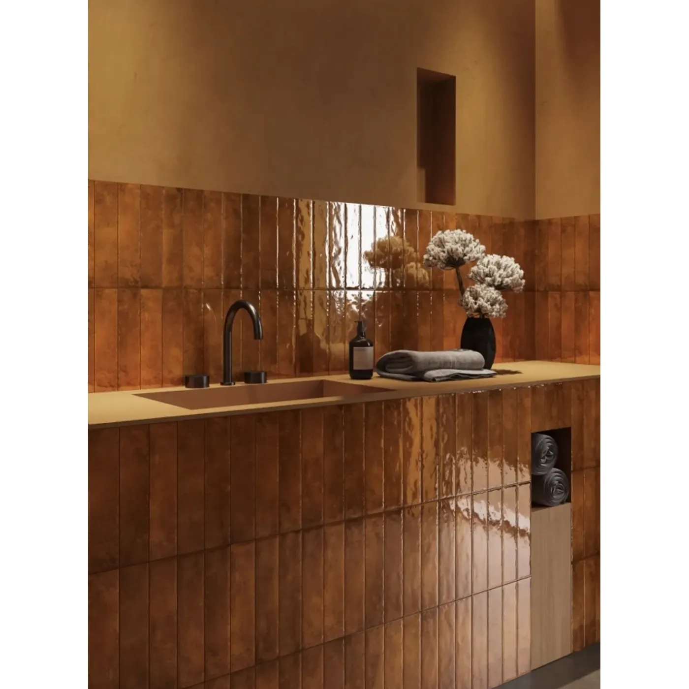Overig Wandtegel Monpelli Terra - Terracotta - Geglazuurd keramiek - 6,5x29,8 cm - 0,93 m²