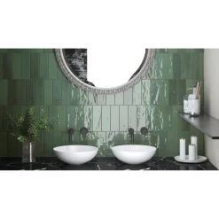 Wandtegel Nolita - Donkergroen - Keramiek - 6,5x20 cm - 0,36 m²