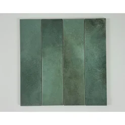 Wandtegels - Luna - Vintage Look tegels - Groen - Glans - 7,5x30 cm - Pakketinhoud 0,5 M²