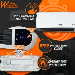 WARM TECH Muurverwarming 2000w Keramiek 240v Tot 50m3 Wit