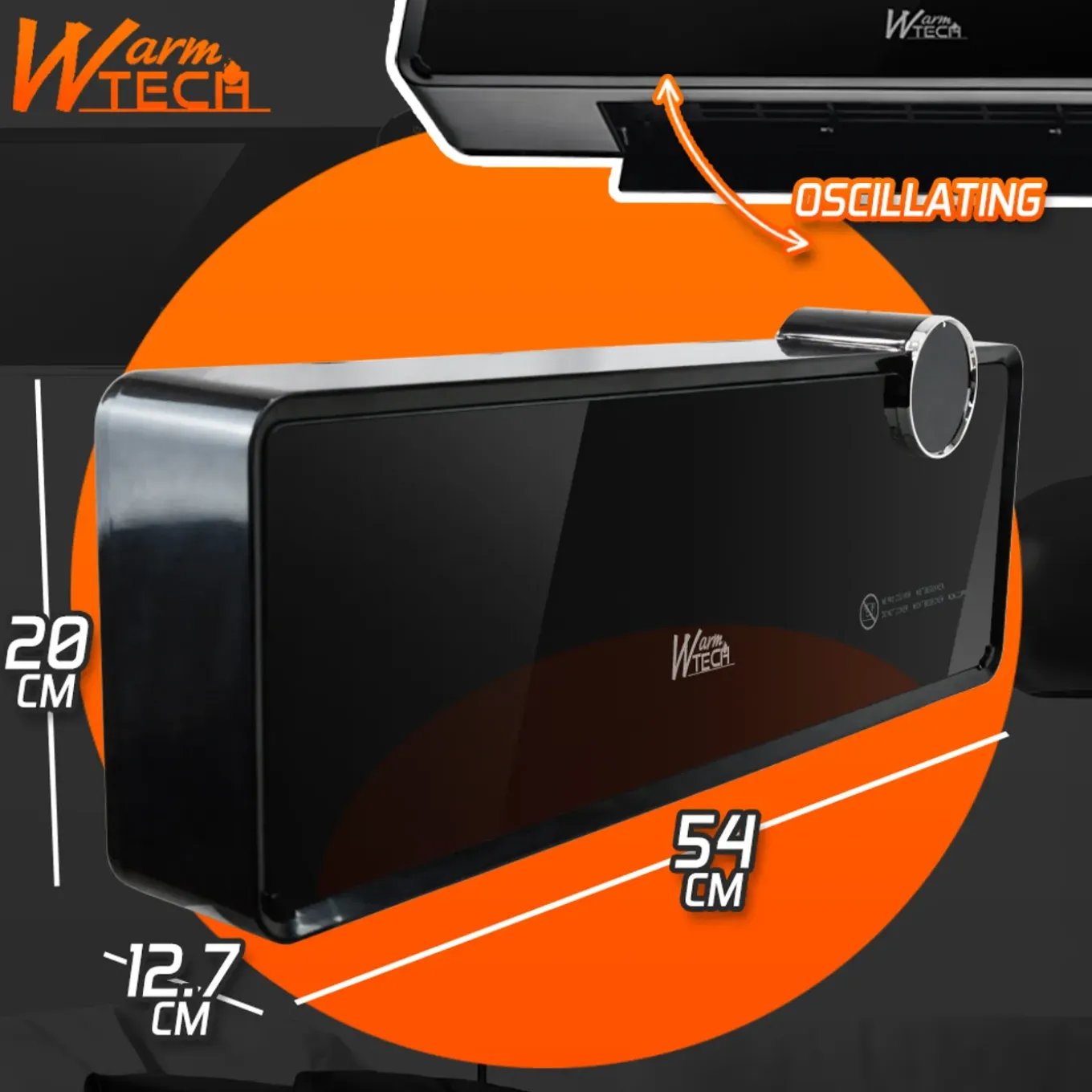 Warm Tech Muurverwarming 2000w Keramisch 240v Tot 50m3 Zwart