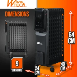 Warm Tech - 2000w 9-element Oliebadverwarming Met Led-scherm - Warm Tech