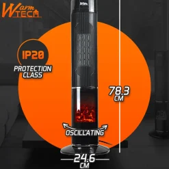WARM TECH - 2000 W Oscillerende Keramische Radiator Met Vlameffect