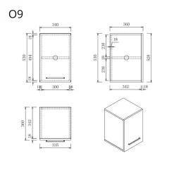 Wasophoogte Keukenkast - Bovenkast Keuken - Module O9 - 360d X 340b X 530h Mm - Wit