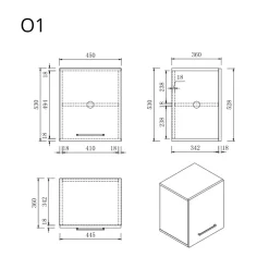 Wasophoogte Keukenkast - Bovenkast Keuken - Module O1 - 360d X 450b X 530h Mm - Wit