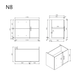 Wasophoogte Keukenkast - Onderkast Keuken - Module N8 - 700d X 1150b X 910h Mm - Taupe