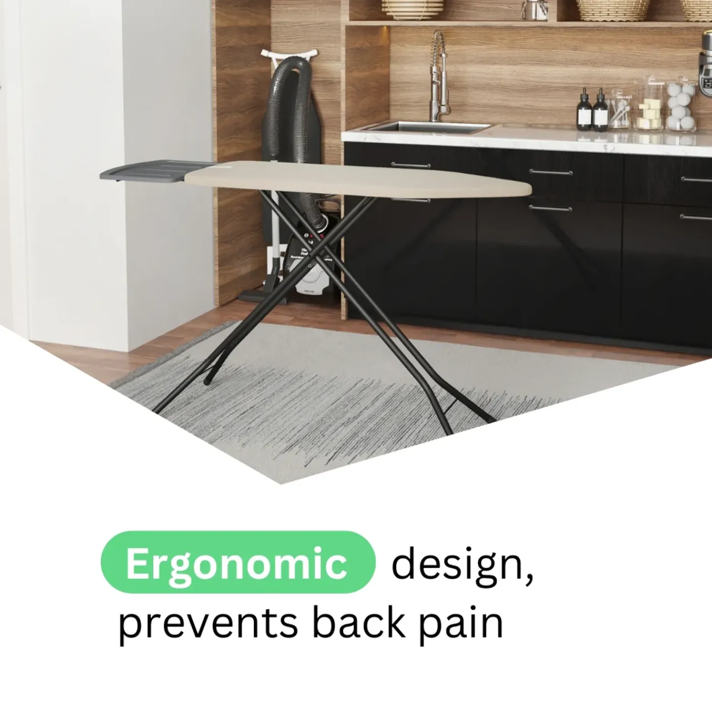 Wasophoogte Strijkplank - Extra Brede Strijkplank Stoomgenerator - 124*44 Cm - 4 Verstelbare Hoogte